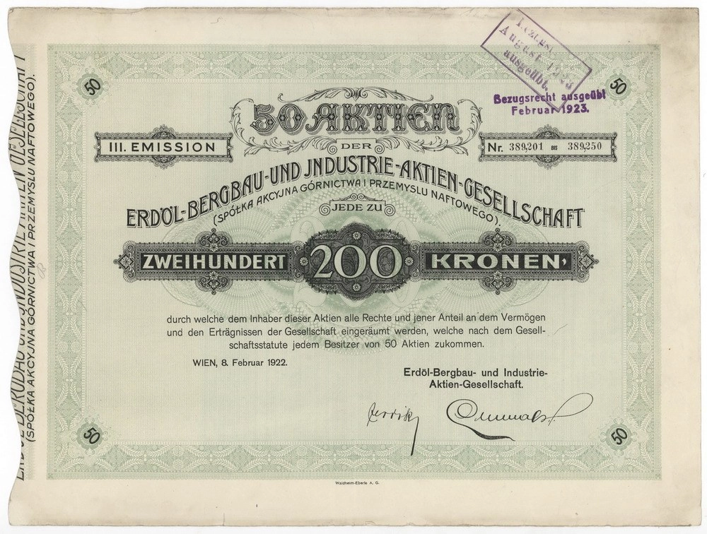 Zdjęcie akcji Spółka Akcyjna Górnictwa i Przemysłu Naftowego