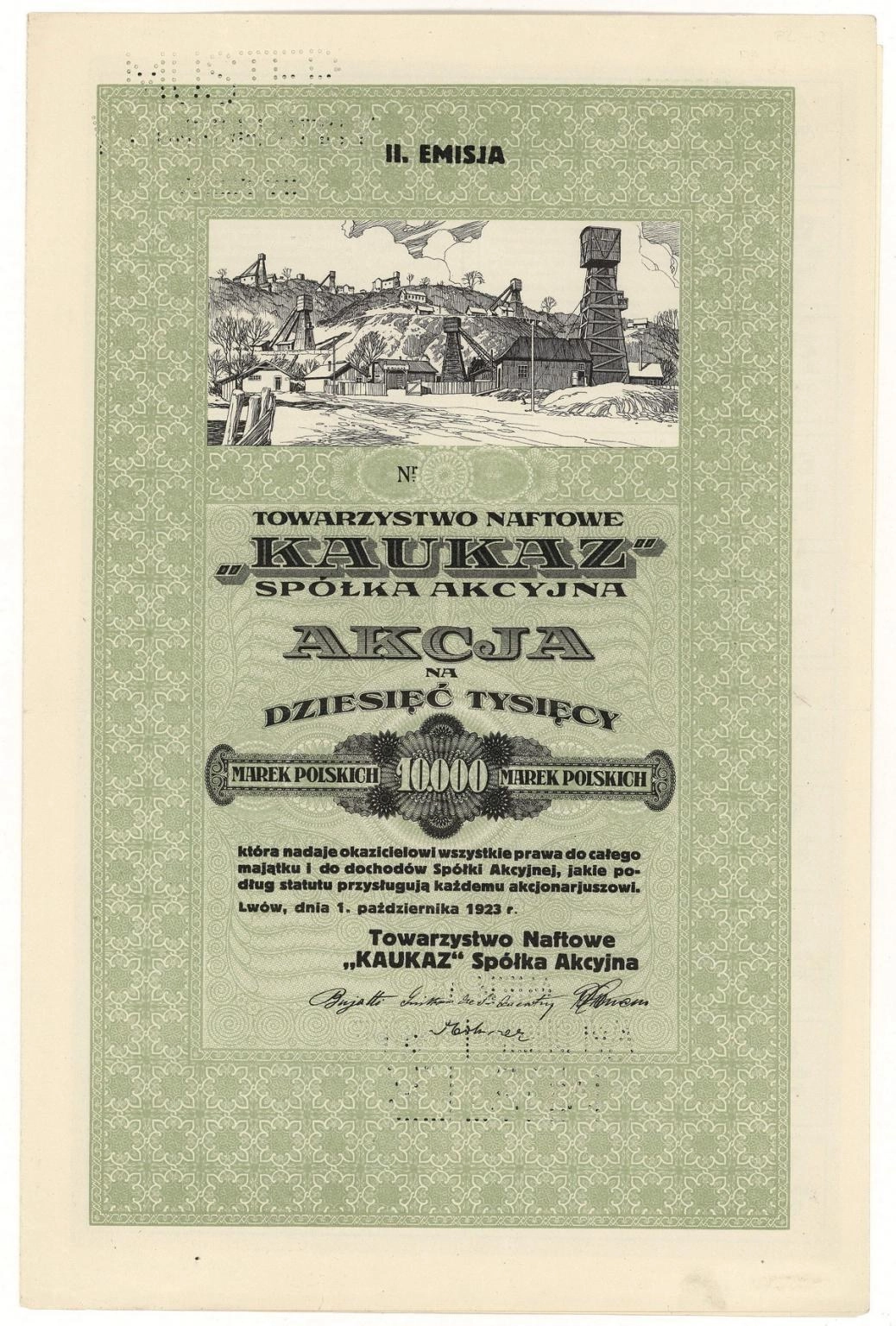 Zdjęcie akcji Towarzystwo Naftowe "Kaukaz" Spółka Akcyjna