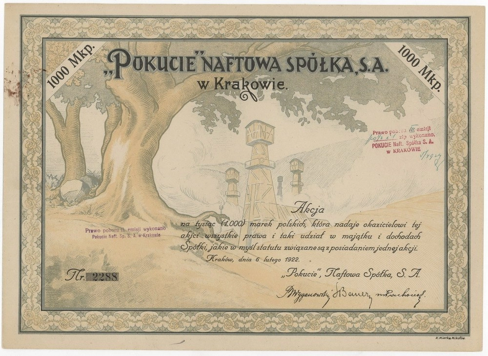 Zdjęcie akcji "Pokucie" Naftowa Spółka, Spółka Akcyjna w Krakowie
