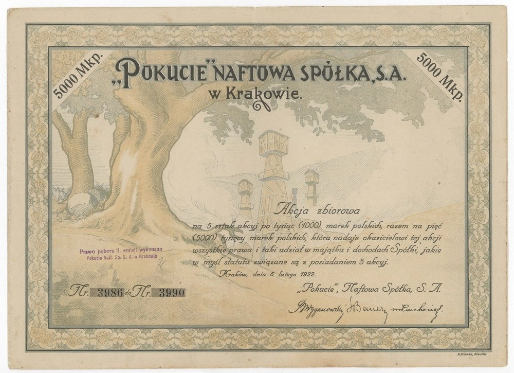 Zdjęcie akcji "Pokucie" Naftowa Spółka, Spółka Akcyjna w Krakowie