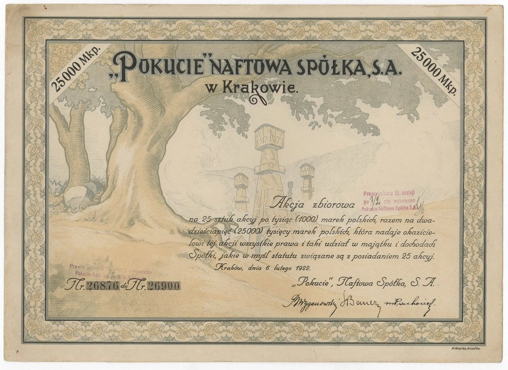 Zdjęcie akcji "Pokucie" Naftowa Spółka, Spółka Akcyjna w Krakowie