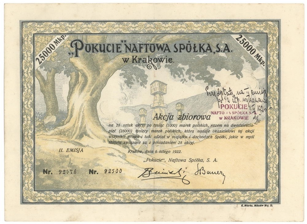 Zdjęcie akcji "Pokucie" Naftowa Spółka, Spółka Akcyjna w Krakowie