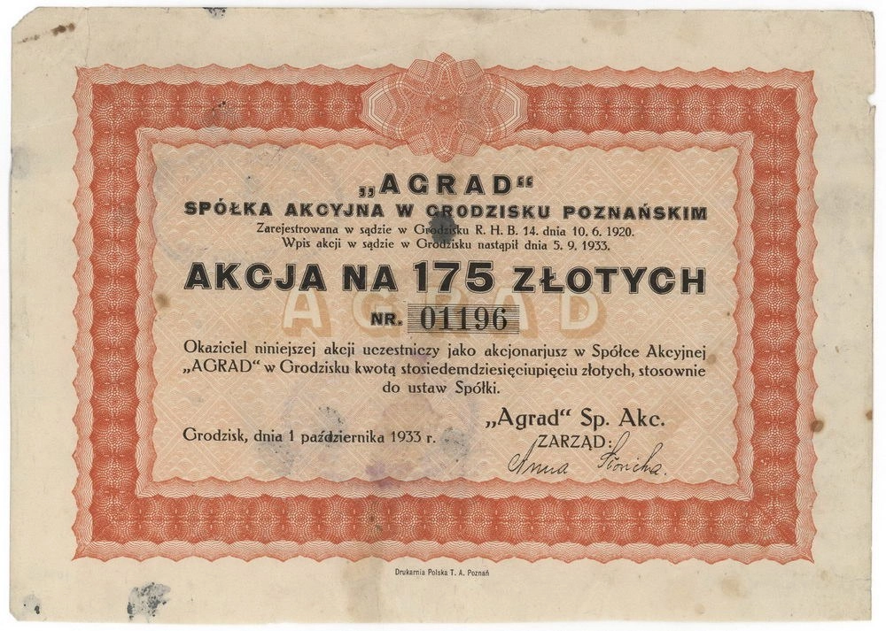 Zdjęcie akcji "Agrad" Spółka Akcyjna w Grodzisku Poznańskim