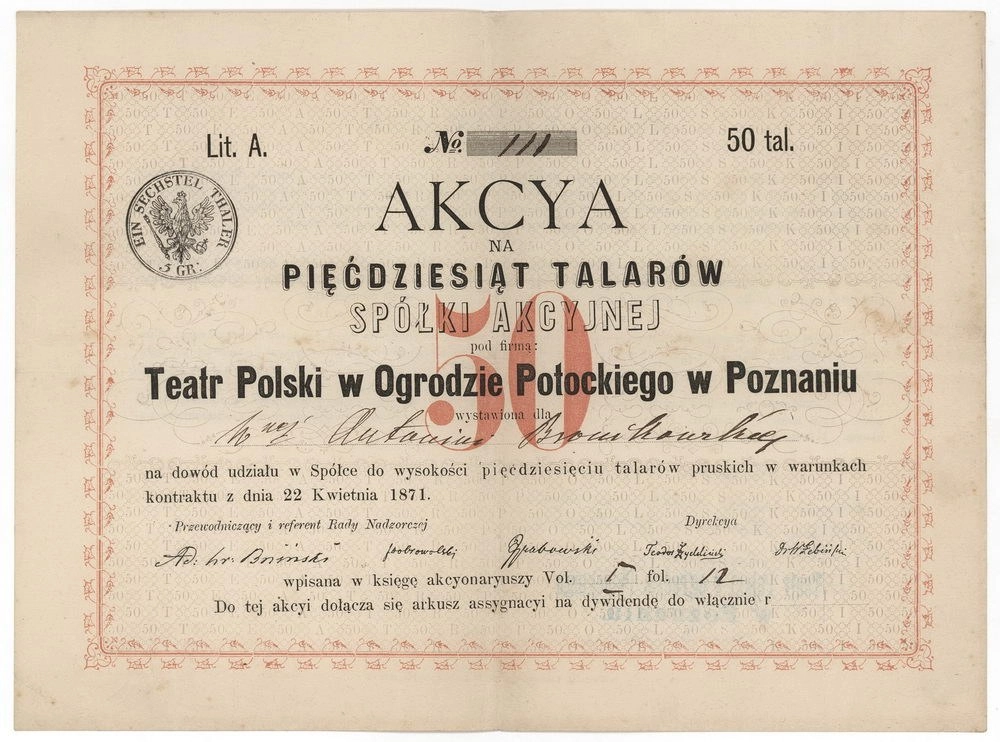 Zdjęcie akcji Teatr Polski w Ogrodzie Potockiego w Poznaniu, Spółka Akcyjna