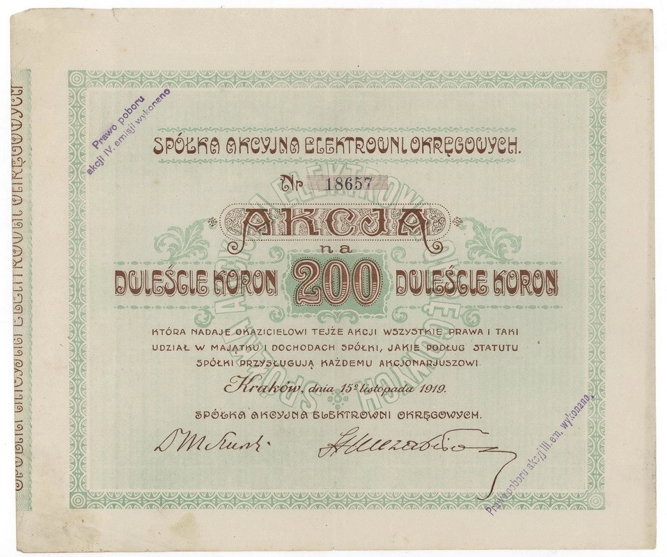 Zdjęcie akcji Spółka Akcyjna Elektrowni Okręgowych