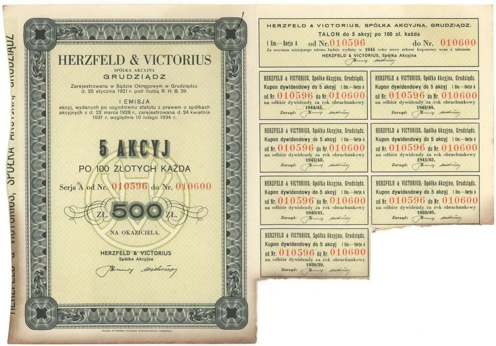 Zdjęcie akcji "Herzfeld & Victorius" Spółka Akcyjna