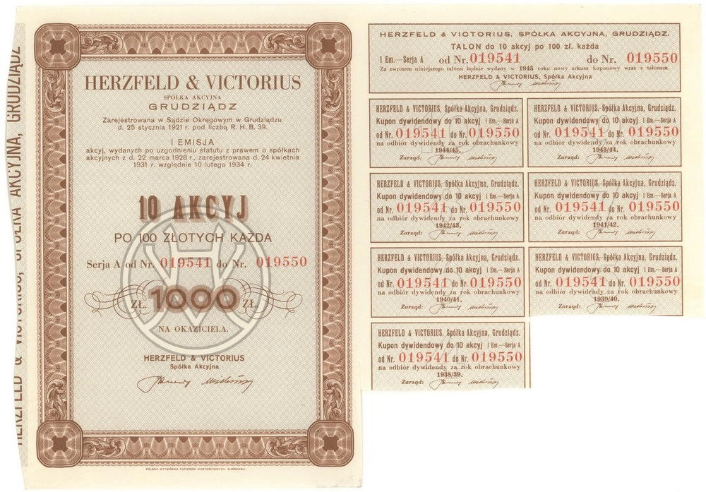 Zdjęcie akcji "Herzfeld & Victorius" Spółka Akcyjna