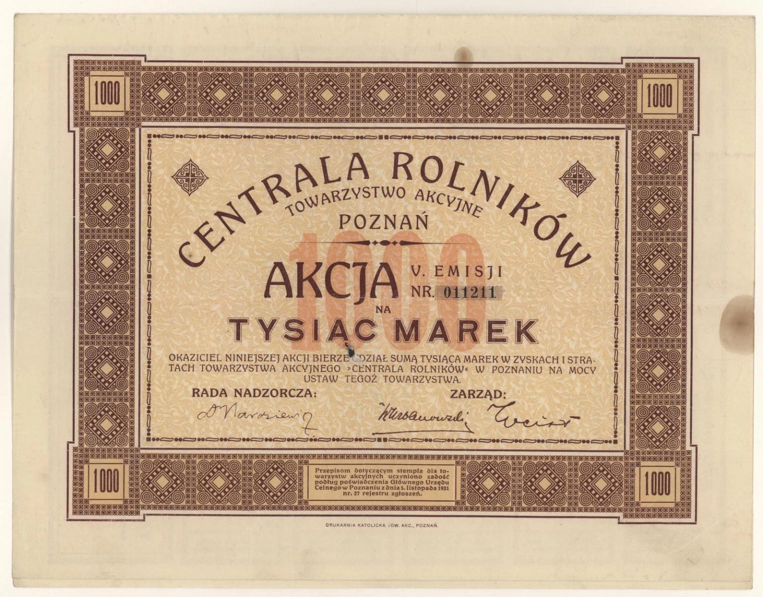 Zdjęcie akcji Centrala Rolników Spółka Akcyjna