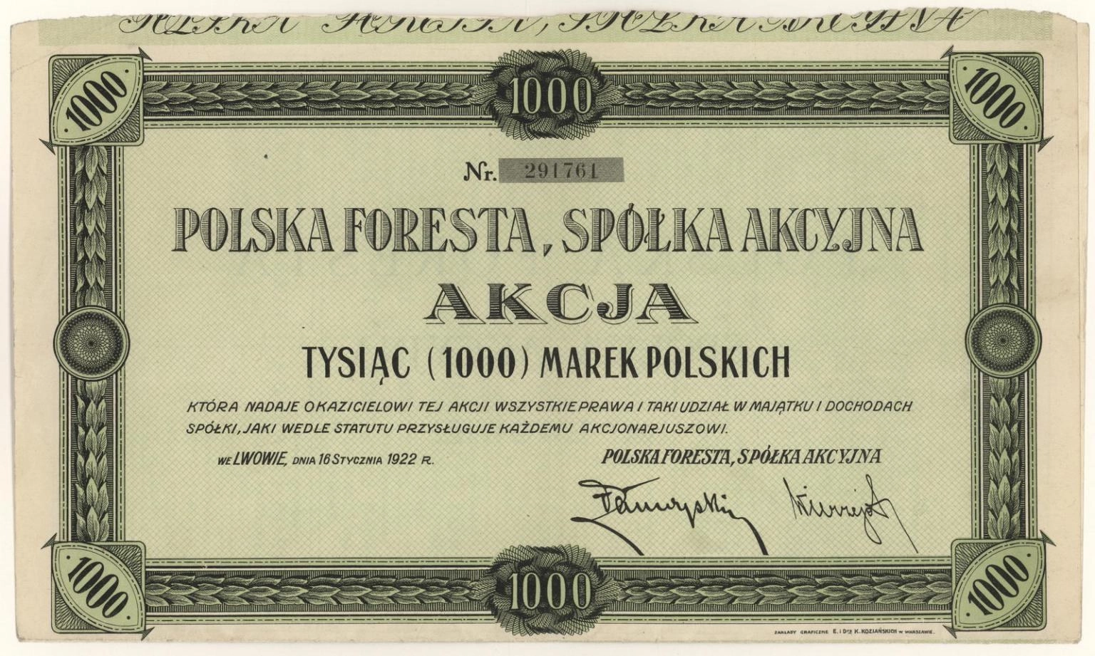 Zdjęcie akcji Polska Foresta Spółka Akcyjna