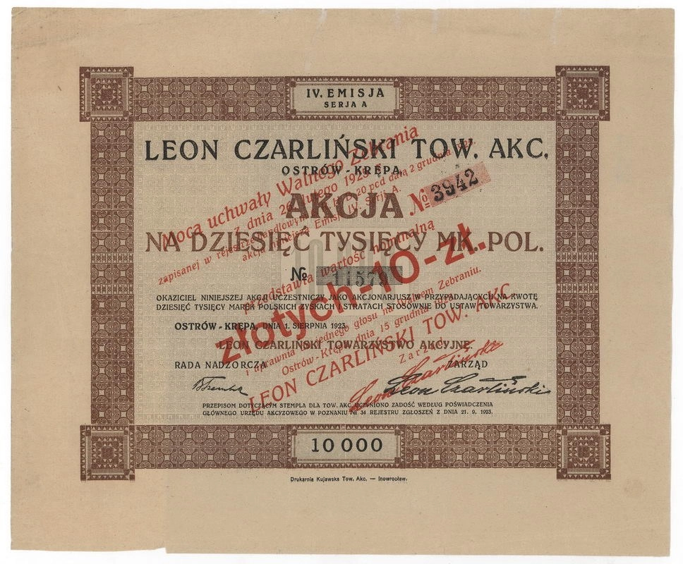 Zdjęcie akcji "Leon Czarliński" Towarzystwo Akcyjne
