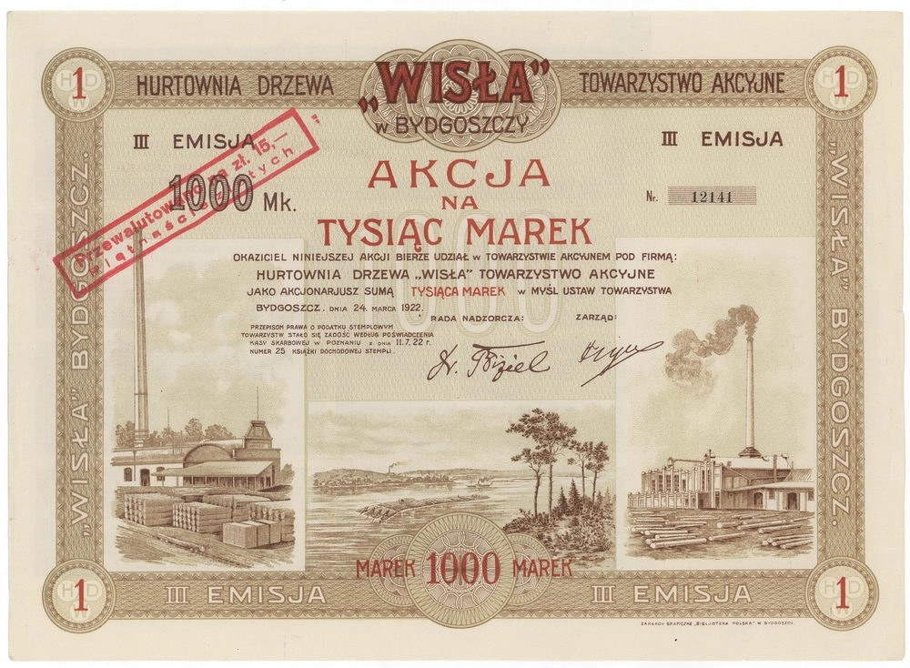 Zdjęcie akcji Hurtownia Drzewa "Wisła" Towarzystwo Akcyjne Bydgoszcz