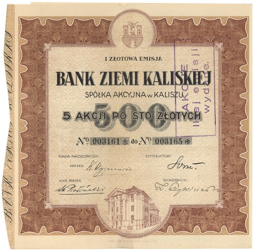 Zdjęcie akcji Bank Ziemi Kaliskiej Spółka Akcyjna w Kaliszu