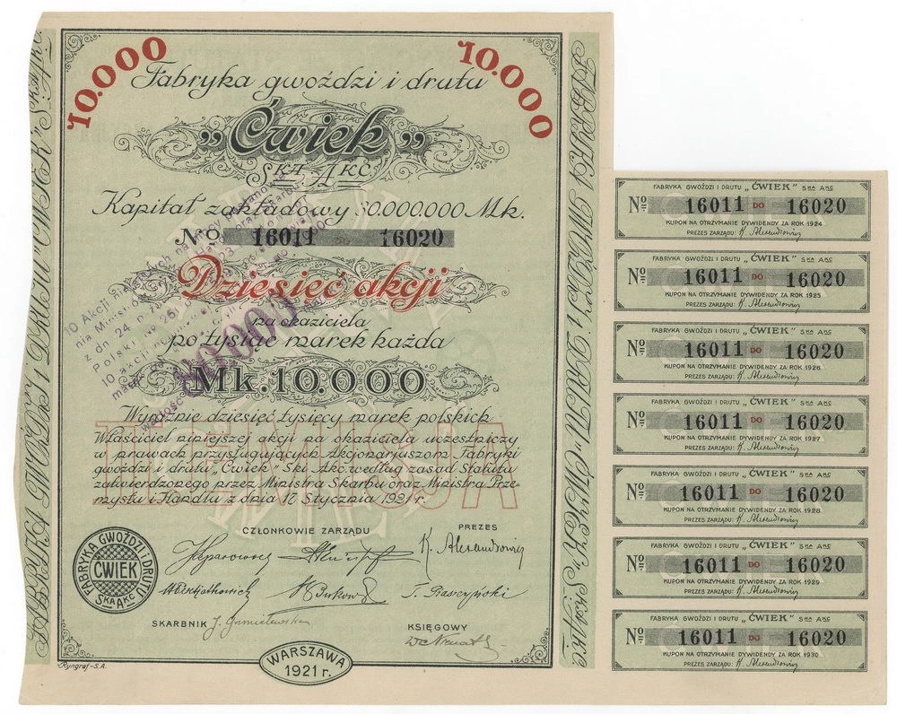 Zdjęcie akcji Fabryka Gwoździ i Drutu "Ćwiek" Spółka Akcyjna