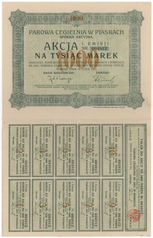 Zdjęcie akcji Parowa Cegielnia w Piaskach Spółka Akcyjna