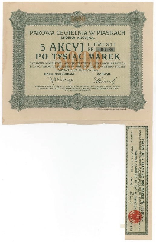 Zdjęcie akcji Parowa Cegielnia w Piaskach Spółka Akcyjna