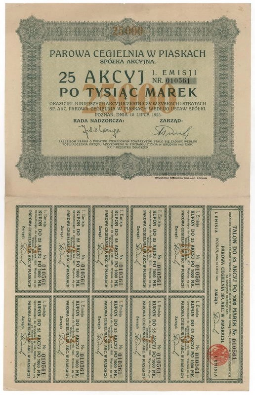 Zdjęcie akcji Parowa Cegielnia w Piaskach Spółka Akcyjna