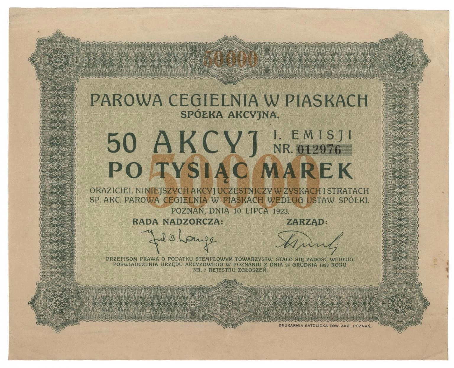 Zdjęcie akcji Parowa Cegielnia w Piaskach Spółka Akcyjna