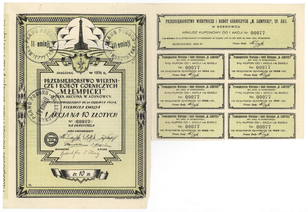 Zdjęcie akcji Przedsiębiorstwo Wiertnicze i Robót Górniczych "M. Łempicki" Spółka Akcyjna