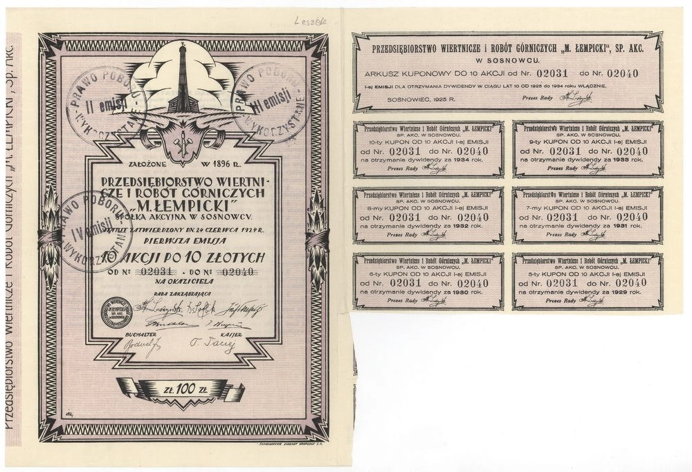 Zdjęcie akcji Przedsiębiorstwo Wiertnicze i Robót Górniczych "M. Łempicki" Spółka Akcyjna