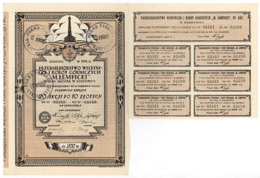 Zdjęcie akcji Przedsiębiorstwo Wiertnicze i Robót Górniczych "M. Łempicki" Spółka Akcyjna