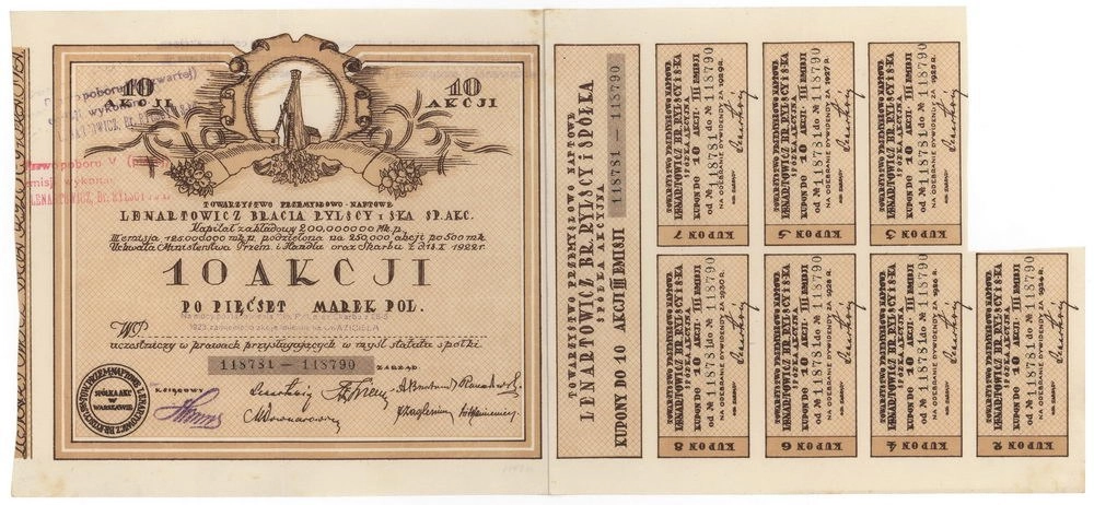 Zdjęcie akcji Towarzystwo Przemysłowo-Naftowe "Lenartowicz, Bracia Rylscy i Spółka" Spółka Akcyjna