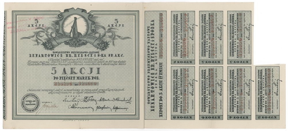 Zdjęcie akcji Towarzystwo Przemysłowo-Naftowe "Lenartowicz, Bracia Rylscy i Spółka" Spółka Akcyjna