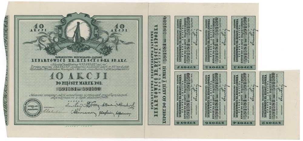 Zdjęcie akcji Towarzystwo Przemysłowo-Naftowe "Lenartowicz, Bracia Rylscy i Spółka" Spółka Akcyjna
