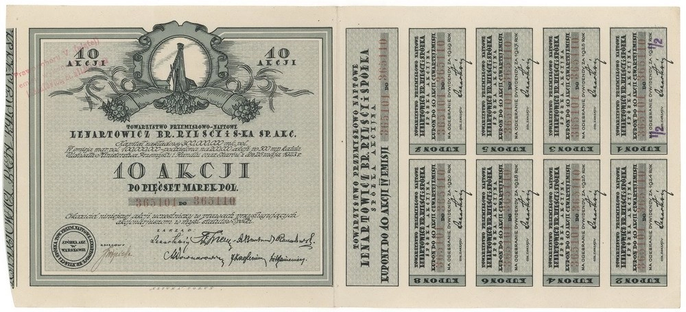 Zdjęcie akcji Towarzystwo Przemysłowo-Naftowe "Lenartowicz, Bracia Rylscy i Spółka" Spółka Akcyjna