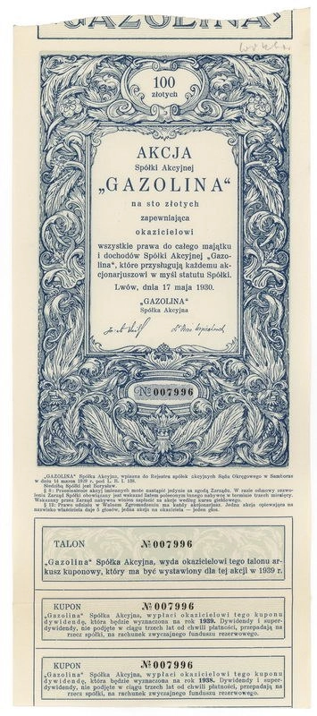 Zdjęcie akcji "Gazolina" Spółka Akcyjna