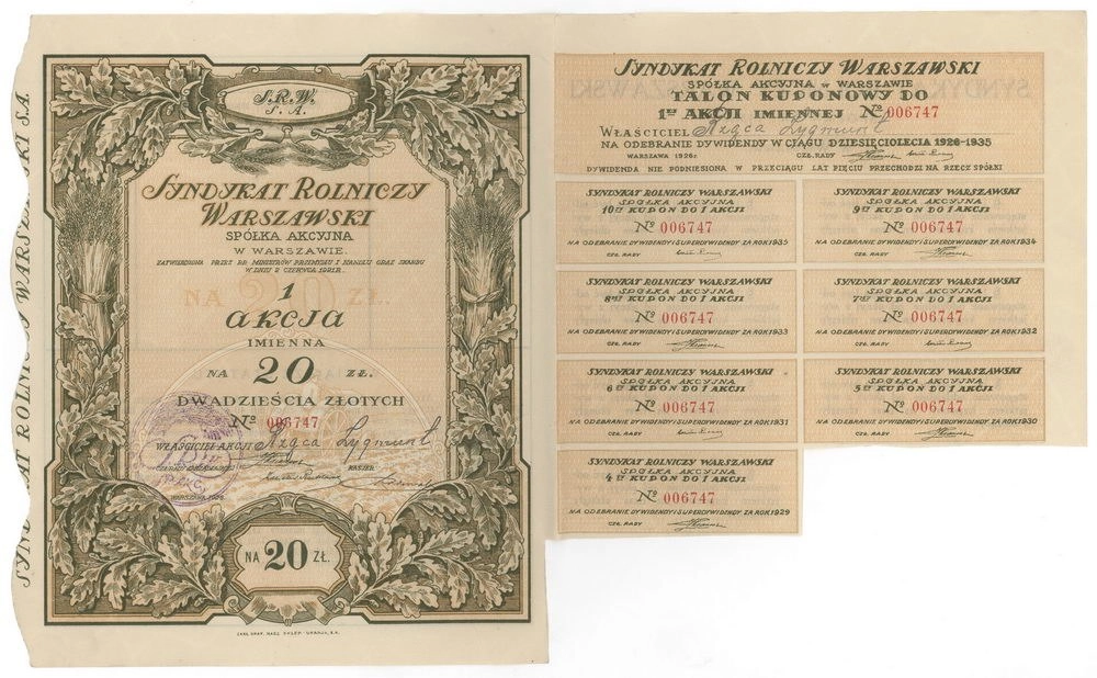 Zdjęcie akcji Syndykat Rolniczy Warszawski Spółka Akcyjna