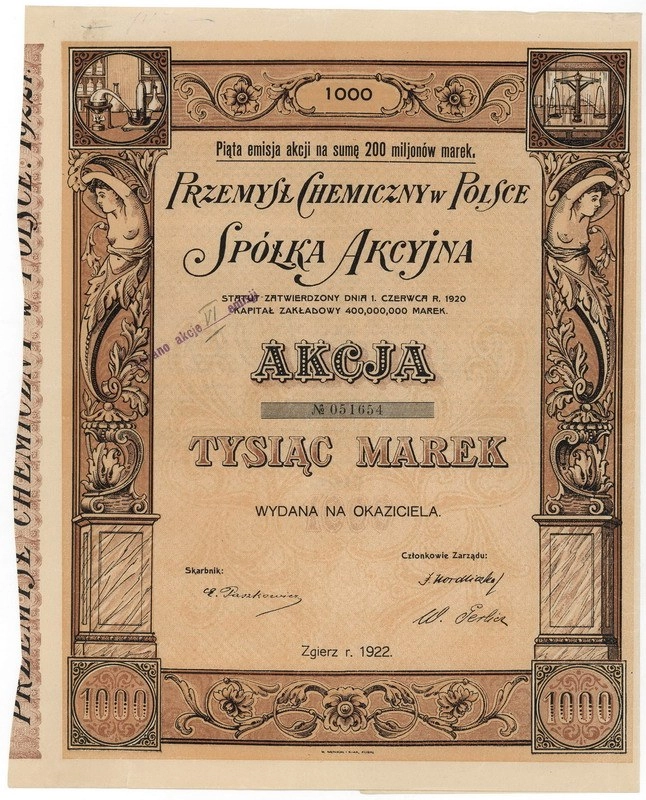 Zdjęcie akcji Przemysł Chemiczny w Polsce Spółka Akcyjna