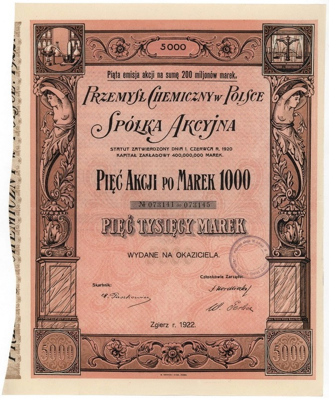 Zdjęcie akcji Przemysł Chemiczny w Polsce Spółka Akcyjna