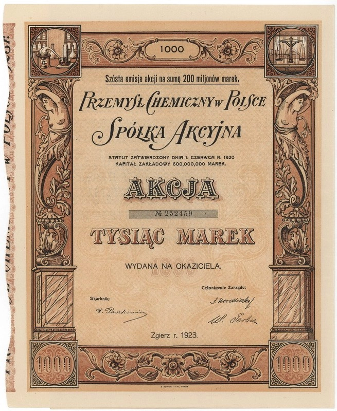 Zdjęcie akcji Przemysł Chemiczny w Polsce Spółka Akcyjna