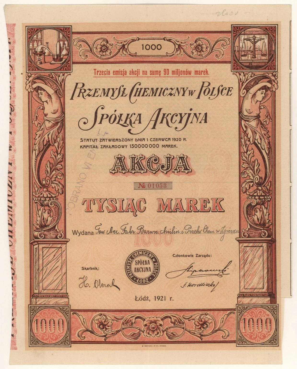 Zdjęcie akcji Przemysł Chemiczny w Polsce Spółka Akcyjna