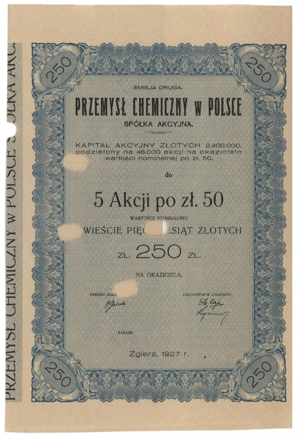 Zdjęcie akcji Przemysł Chemiczny w Polsce Spółka Akcyjna