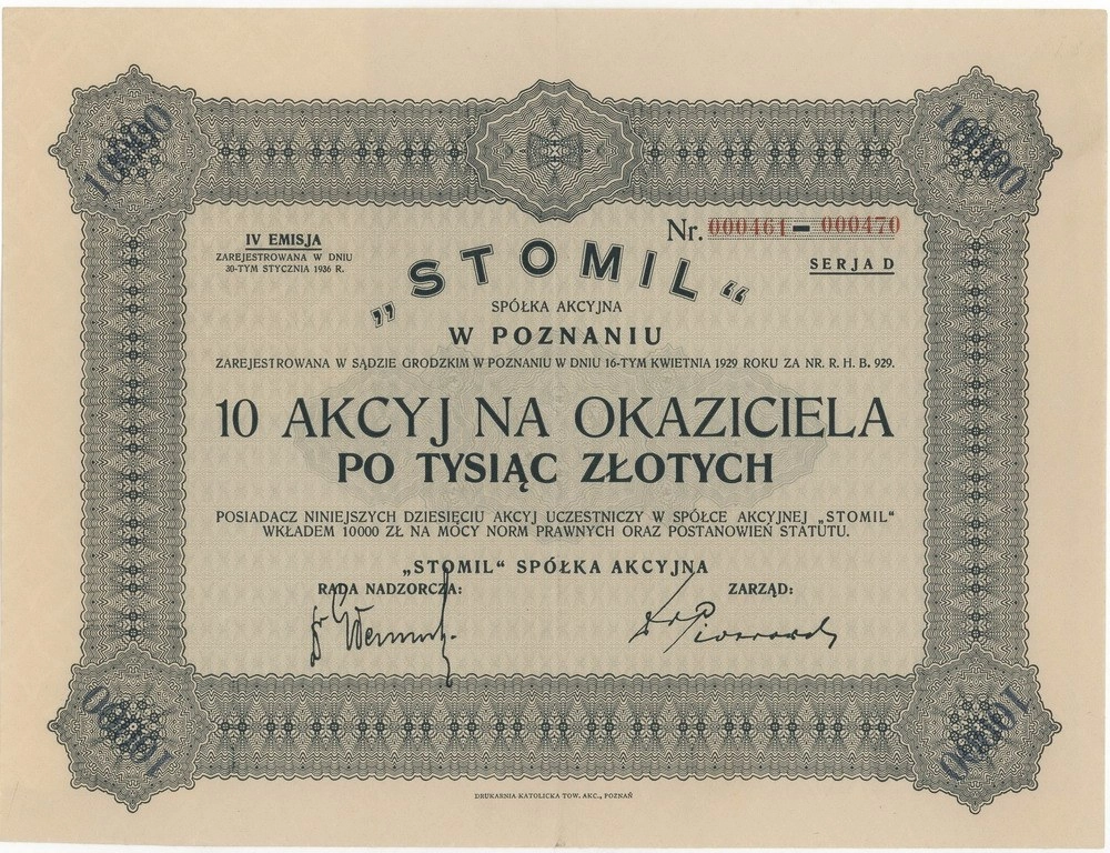 Zdjęcie akcji "Stomil" Spółka Akcyjna