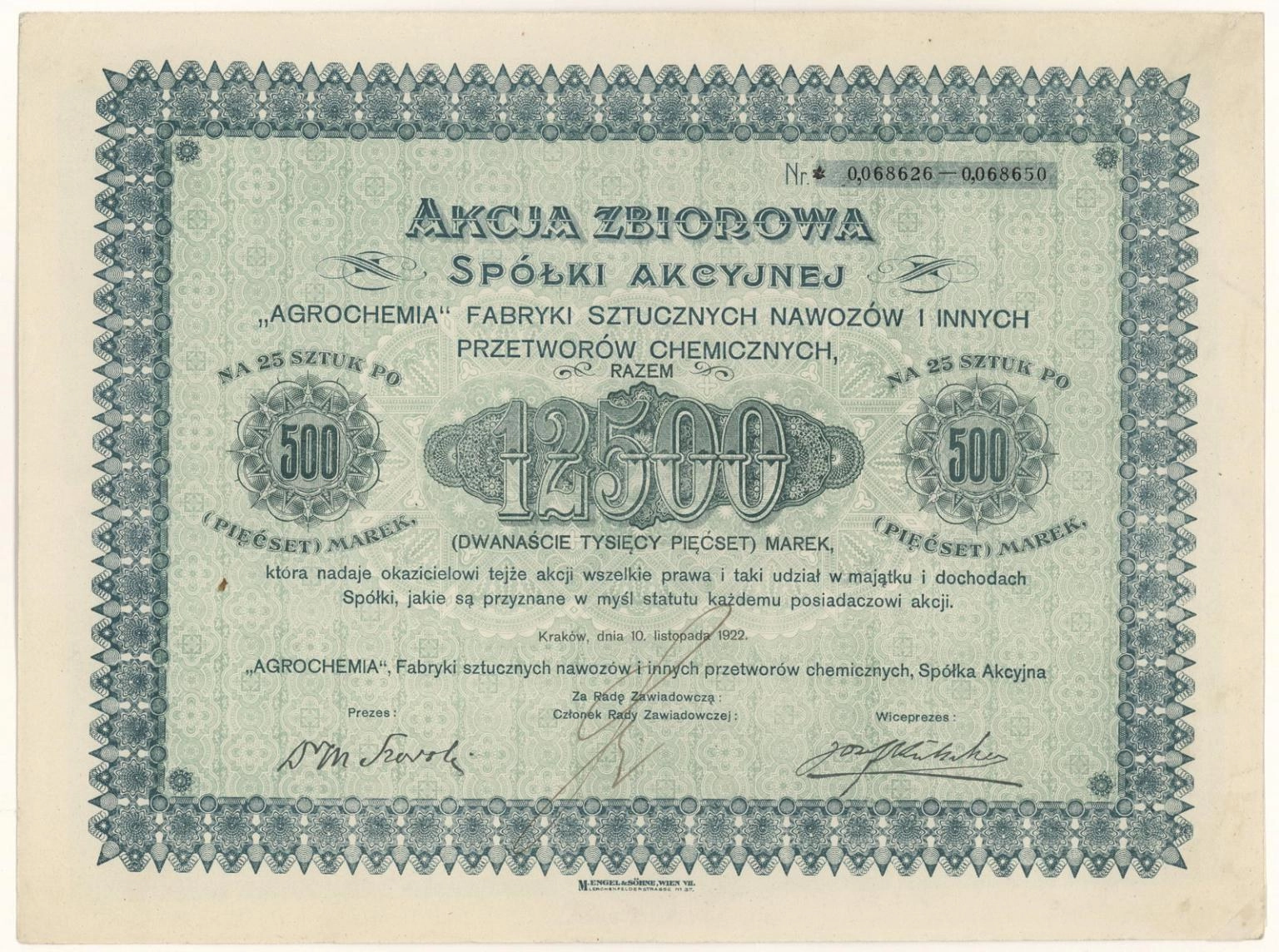 Zdjęcie akcji "Agrochemia" Fabryki Sztucznych Nawozów i Innych Przetworów Chemicznych Spółka Akcyjna