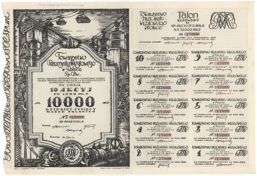 Zdjęcie akcji Towarzystwo Przemysłu Węglowego w Polsce Spółka Akcyjna