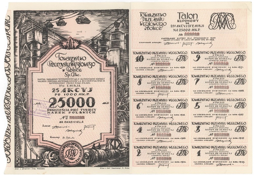 Zdjęcie akcji Towarzystwo Przemysłu Węglowego w Polsce Spółka Akcyjna