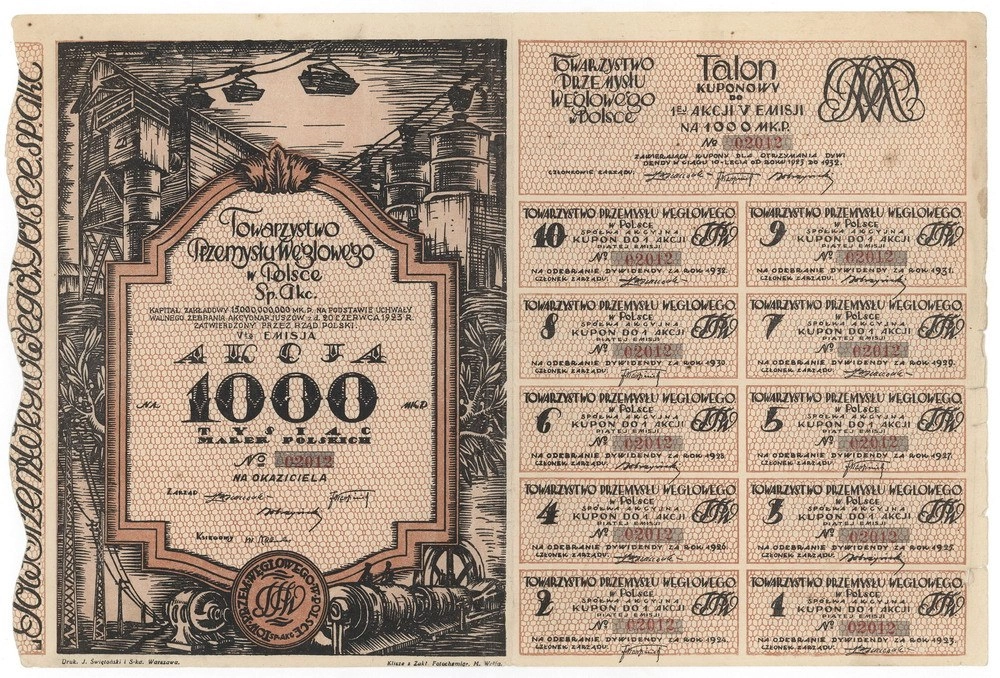 Zdjęcie akcji Towarzystwo Przemysłu Węglowego w Polsce Spółka Akcyjna