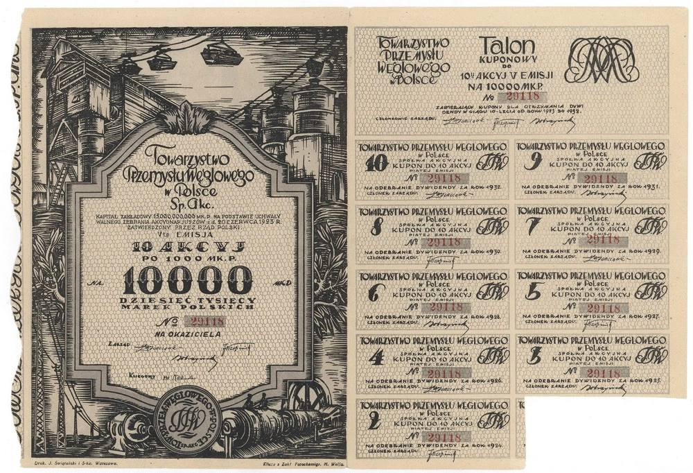 Zdjęcie akcji Towarzystwo Przemysłu Węglowego w Polsce Spółka Akcyjna