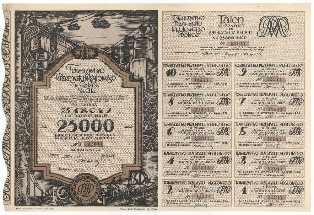 Zdjęcie akcji Towarzystwo Przemysłu Węglowego w Polsce Spółka Akcyjna