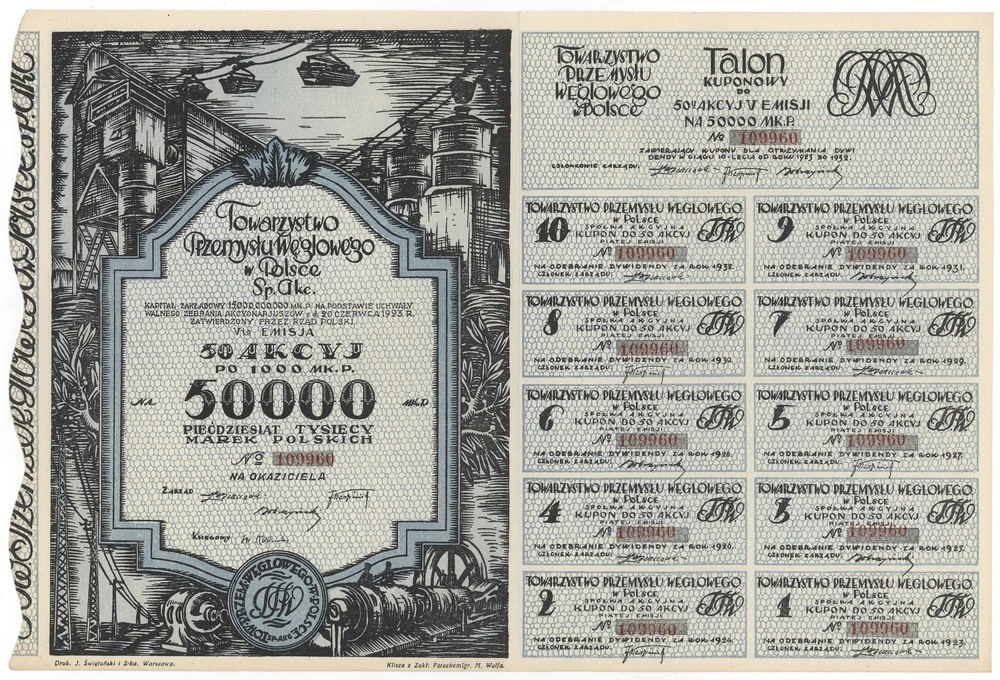 Zdjęcie akcji Towarzystwo Przemysłu Węglowego w Polsce Spółka Akcyjna