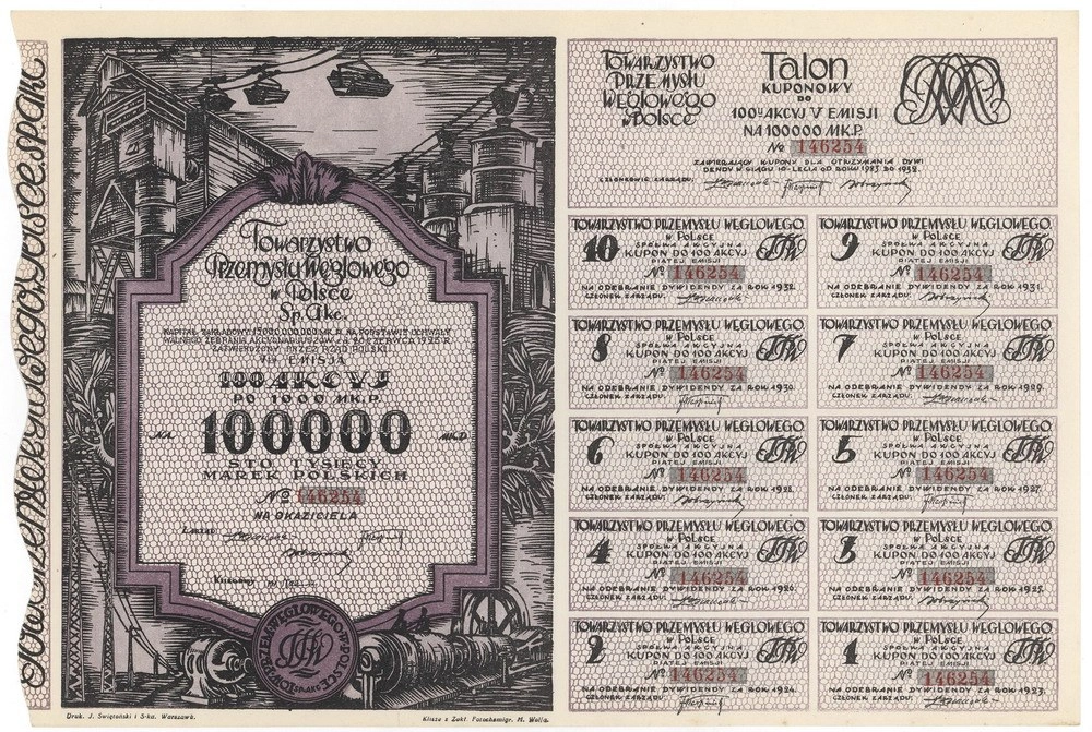 Zdjęcie akcji Towarzystwo Przemysłu Węglowego w Polsce Spółka Akcyjna