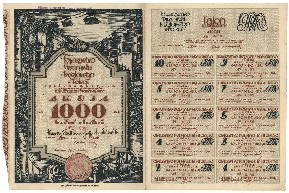 Zdjęcie akcji Towarzystwo Przemysłu Węglowego w Polsce Spółka Akcyjna