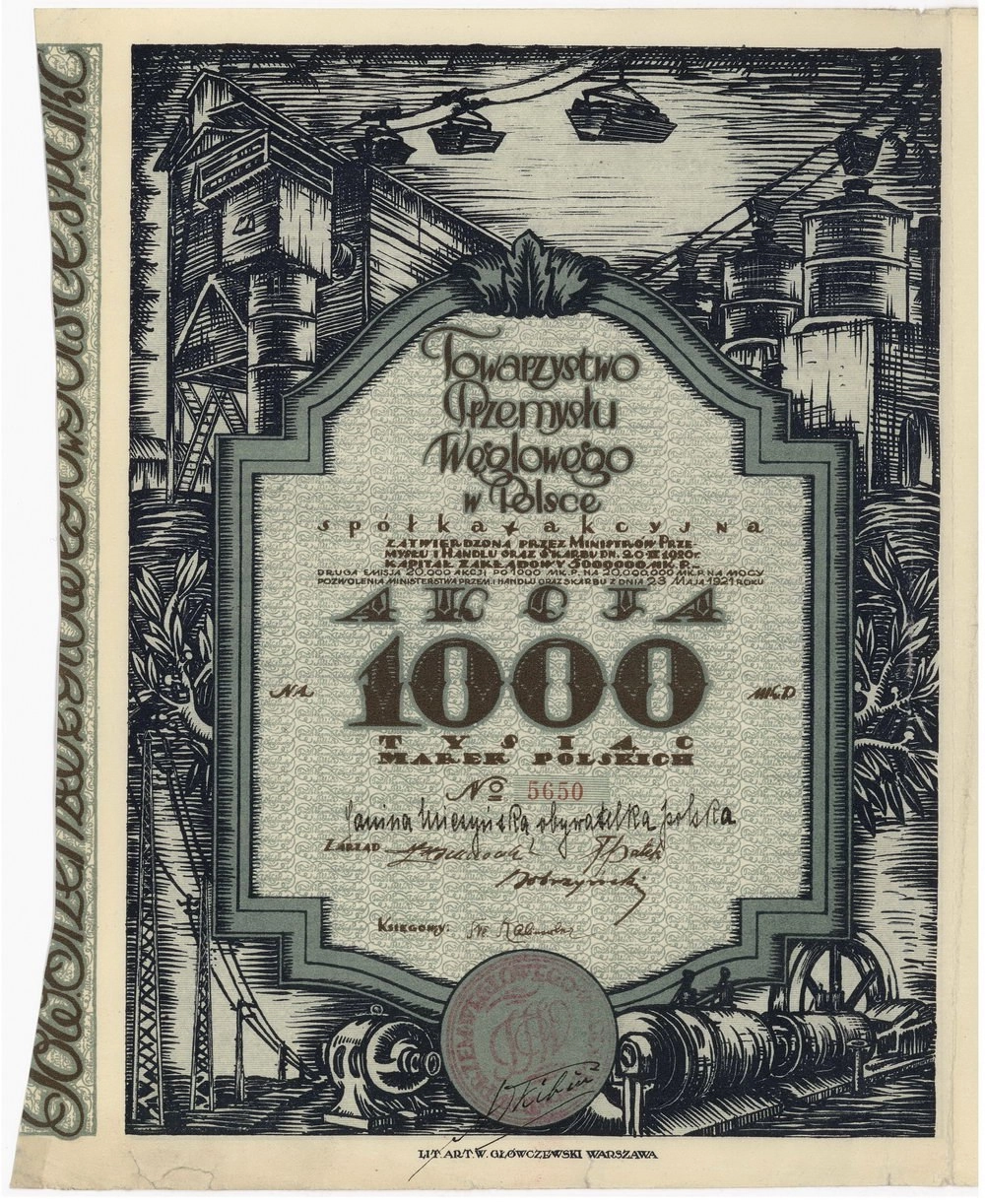 Zdjęcie akcji Towarzystwo Przemysłu Węglowego w Polsce Spółka Akcyjna