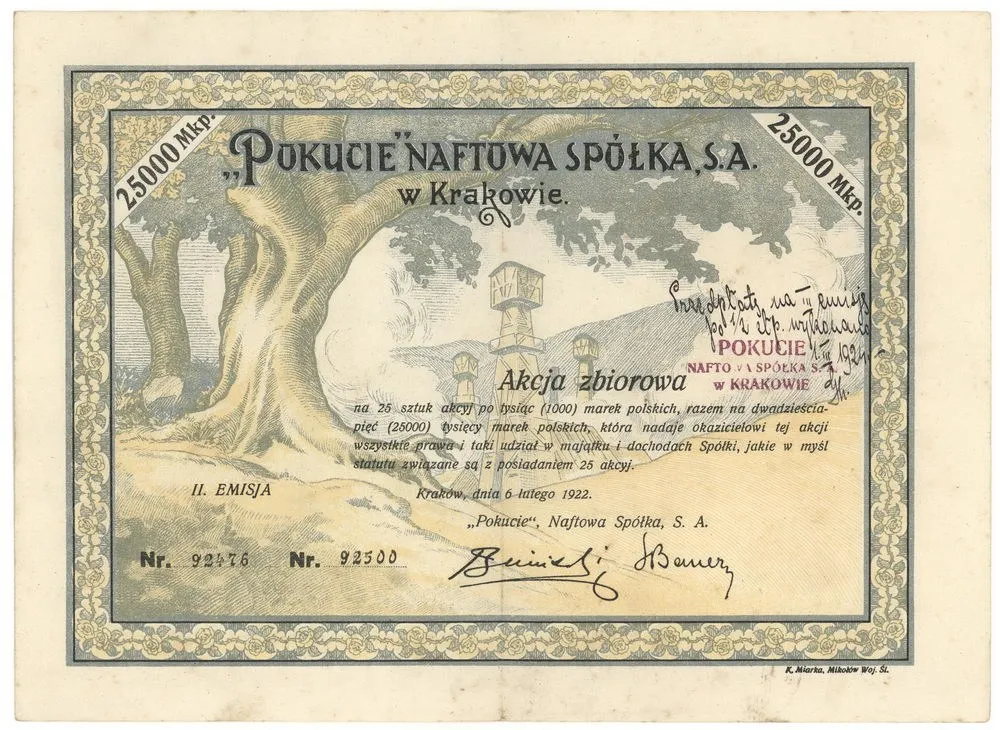 Zdjęcie akcji "Pokucie" Naftowa Spółka, Spółka Akcyjna w Krakowie