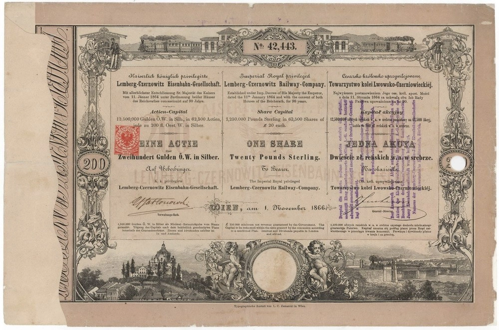 Zdjęcie akcji Cesarsko Królewskie Uprzywilejowane Towarzystwo Kolei Lwowsko-Czerniowieckiej