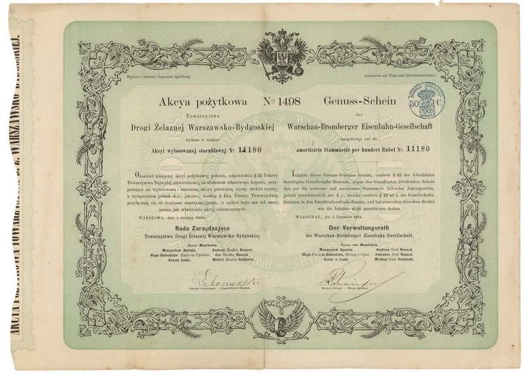 Zdjęcie akcji Towarzystwo Drogi Żelaznej Warszawsko-Bydgoskiej