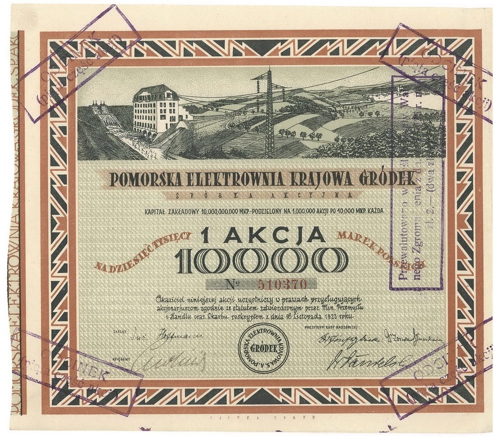 Zdjęcie akcji Pomorska Elektrownia Krajowa "Gródek" Spółka Akcyjna w Toruniu